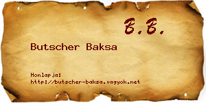 Butscher Baksa névjegykártya